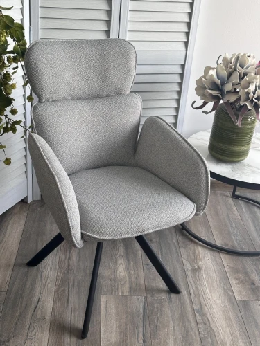 Стул LONG 360 град. поворот. NS10 Серый, букле / черный каркас, М-City