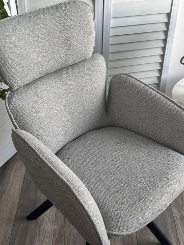 Стул LONG 360 град. поворот. NS10 Серый, букле / черный каркас, М-City