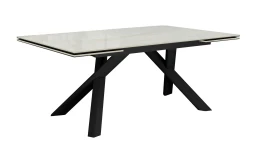 Стол DikLine DKX140 керамика глянец Ostra Bianco (мрамор глянец белый)/подстолье черное/опоры черные (2уп.)