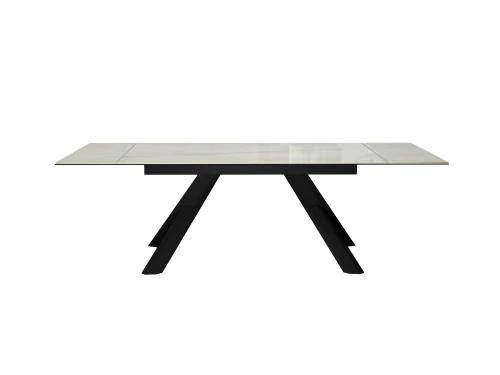 Стол DikLine DKX140 керамика глянец Ostra Bianco (мрамор глянец белый)/подстолье черное/опоры черные (2уп.)