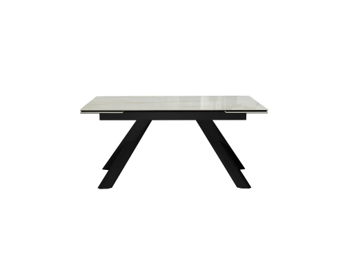 Стол DikLine DKX140 керамика глянец Ostra Bianco (мрамор глянец белый)/подстолье черное/опоры черные (2уп.)
