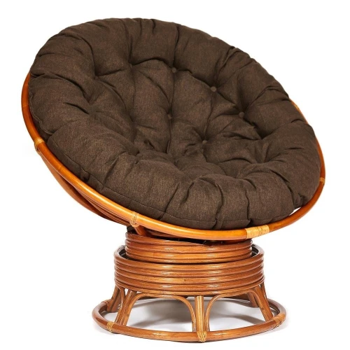 Кресло-качалка PAPASAN/ПАПАСАН w 23/01 B /с подушкой/ 115х78х104 см, Cognac (коньяк), ткань Коричневый, 3М7-147