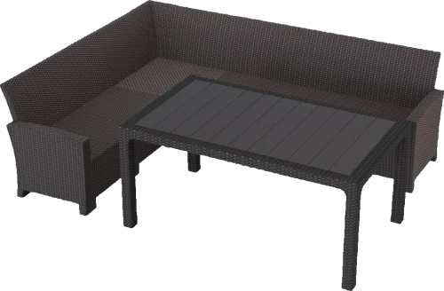 Комплект мебели под ротанг Калифорния “California“ с угловым диваном 240х188 см арт.80497 без подушек столом 1650х950 см