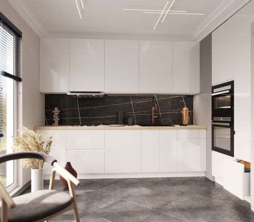 Кухонный гарнитур Маори 2800 Бланко Эмаль прямой