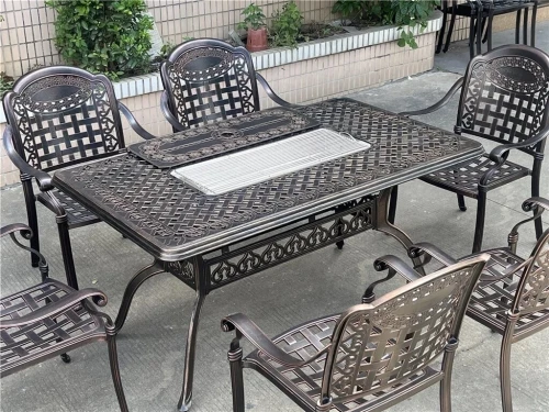 Стол Teide 150 из литого алюминия с жаровней