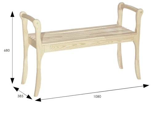 Скамья для прихожей с подлокотниками массив, каркас лак