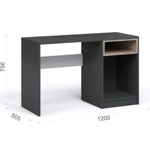 Стол «Квадро» 120, Антрацит/Белый/Дуб эндгрейн/Шиншилла