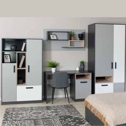 Стол «Квадро» 120, Антрацит/Белый/Дуб эндгрейн/Шиншилла