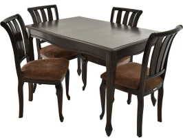 Обеденная группа (Стол Кабриоль и 4 стула Кабриоль с жесткой спинкой), орех темный