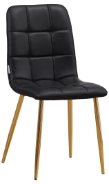C919/DC809 Стул мягкий, ЧЕРНЫЙ#18-25 экокожа, каркас металл золото КРУГЛЫЙ