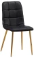 C919/DC809 Стул мягкий, ЧЕРНЫЙ#18-25 экокожа, каркас металл золото КРУГЛЫЙ