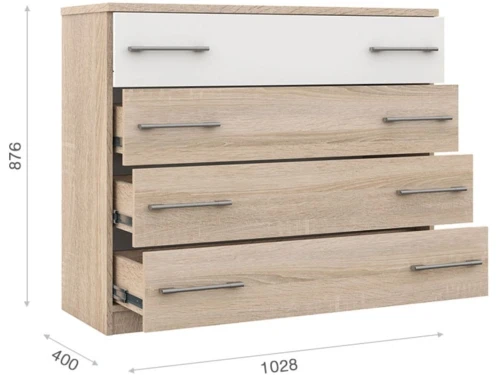 Спальня «Аврора» 4дв шк, Дуб сонома/Белый