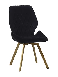 DC233 Стул мягкий поворотный 360, ЧЕРНЫЙ#M420-48 велюр, каркас металл, шампань КВАДРАТ