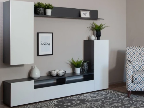 Стенка «Нео», Антрацит/Белый бриллиант