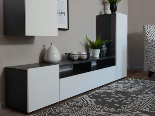 Стенка «Нео», Антрацит/Белый бриллиант