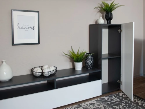 Стенка «Нео», Антрацит/Белый бриллиант