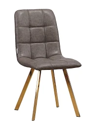 C919/DC809 Стул мягкий, СЕРЫЙ#19-5 экокожа, каркас металл золото КВАДРАТ