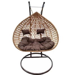 Подвесное кресло из искусственного ротанга МД-1028  -  Бежевое