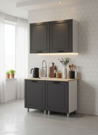 Готовая кухня МК Аленушка 1м Астра Сталь,скоба черный,сонома