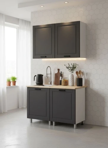 Готовая кухня МК Аленушка 1м Астра Сталь,скоба черный,сонома