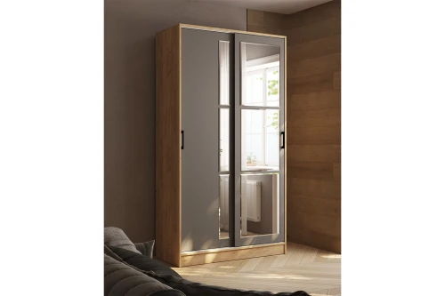 Шкаф-купе Стиль-2 120, Дуб Крафт Золотой, Графит серый