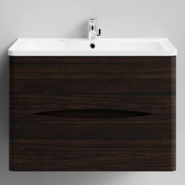 Тумба Адель 80  подвесной, Палисандр ПВХ 43101 Vodok с раковиной в комплекте