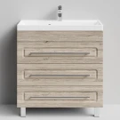 Тумба Арабеска 80 напольный, Дубослив ореховый светлый ПВХ 3445 Vodok с раковиной в комплекте