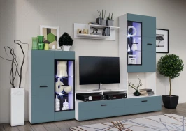 Гостиная Нэнси Вариант №3, Браш Блю, Белый