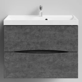 Тумба Лайт 80 подвесной, Серый камень ПВХ 57806 Vodok с раковиной в комплекте