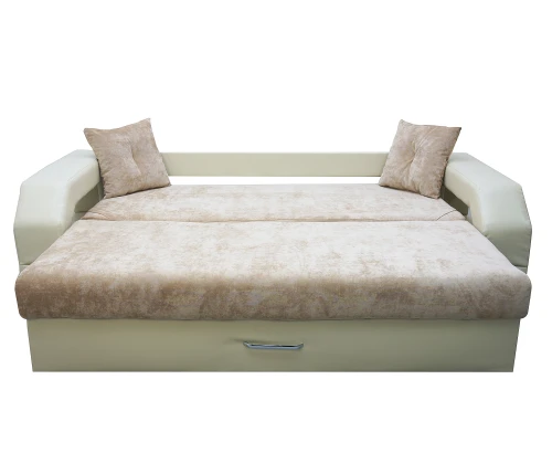 Диван еврокнижка Манчестер 160 ВЕЛЮР 01 БЕЖЕВЫЙ ЭКОКОЖА БЕЖЕВАЯ НПБ