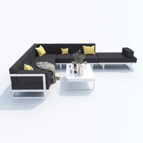 Лаунж зона TESORA антрацит - белый каркас