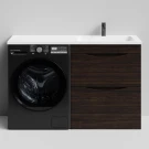 Тумба Смайл 130 напольный, под стиральную машину, правая, Палисандр ПВХ 43101 Vodok с раковиной в комплекте