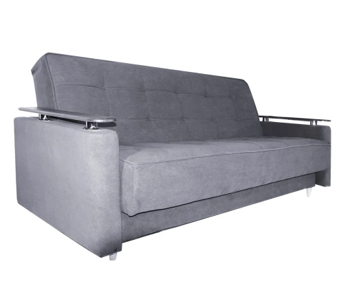 Диван София , с/м 126х186 , велюр серый, ППУ + Пружинный блок