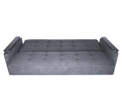 Диван София , с/м 126х186 , велюр серый, ППУ + Пружинный блок