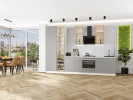 Кухонный гарнитур Фьюжн-08 Silky Light Grey-Белый