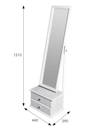 Зеркало с тумбой Селена белый 151 см х 46 см