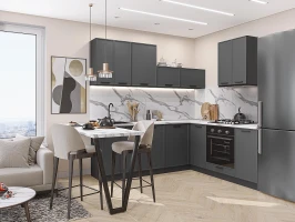 Угловая модульная кухня Фрейм-03 Stormy Silk Graphite 2140*2200/2000*600