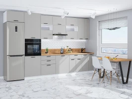 Прямая модульная кухня Фрейм-04 Grey Silk Белый 2340*3600*600