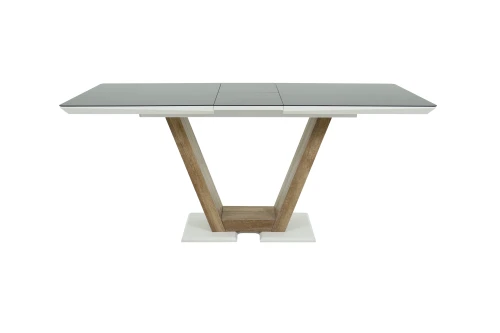 Стол Торонто 140, Белый с чёрным стеклом/Ель умбра, белый