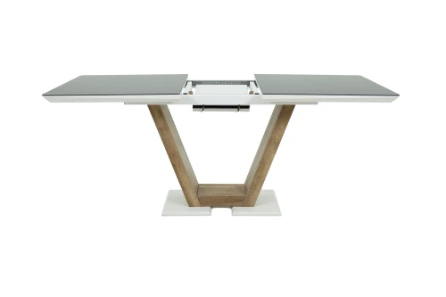 Стол Торонто 140, Белый с чёрным стеклом/Ель умбра, белый