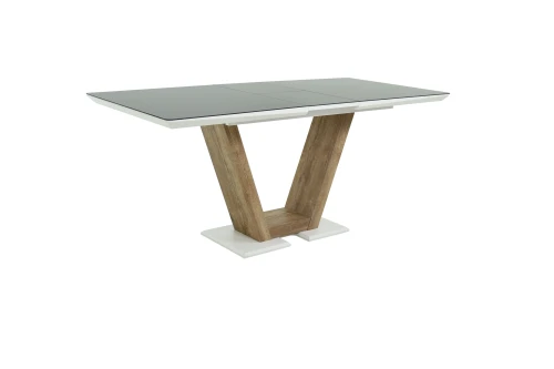 Стол Торонто 140, Белый с чёрным стеклом/Ель умбра, белый