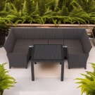 Комплект садовой мебели под ротанг Калифорния “California“ с П- образный диваном 136х264х136 см с подушками на спинку и со столом Комплект садовой мебели под ротанг Калифорния “California“ с П- образный диваном 136х264х136 см с подушками на спинку и со столом