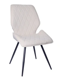 DC233 Стул мягкий поворотный 360, ВАНИЛЬНЫЙ#M420-02 велюр, каркас металл, черный КРУГЛЫЙ