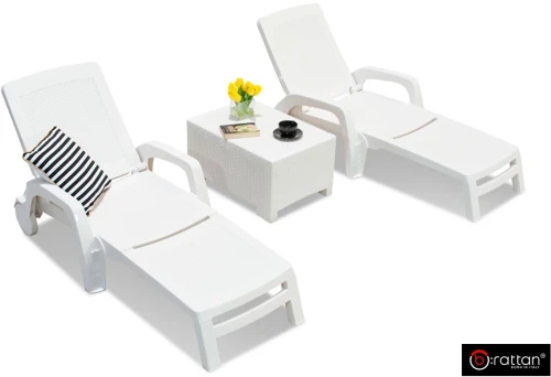 Шезлонг B:rattan MIAMI складной, белый