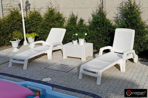 Шезлонг B:rattan MIAMI складной, белый