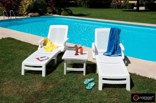 Шезлонг B:rattan MIAMI складной, белый