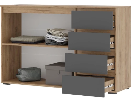 Комод «Хелен» КМ-06, графит/дуб крафт золотой