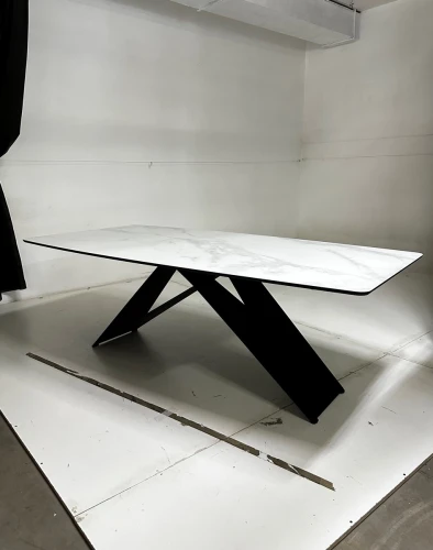 Стол МАРСЕЛЬ 220 Белый мрамор, стекло / Черный М-City