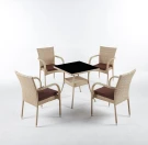 Комплект мебели из искусственного ротанга Вайнхейвен 80х80 + 4 кресла Милан Wood