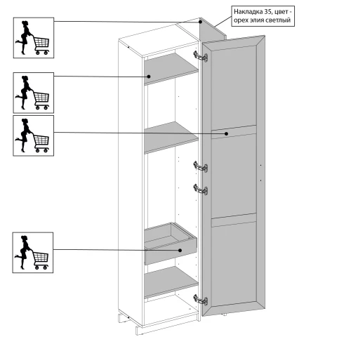 Серия модульных шкафов, Корпус шкафа 51/35 P. Цвет БЕЛЫЙ